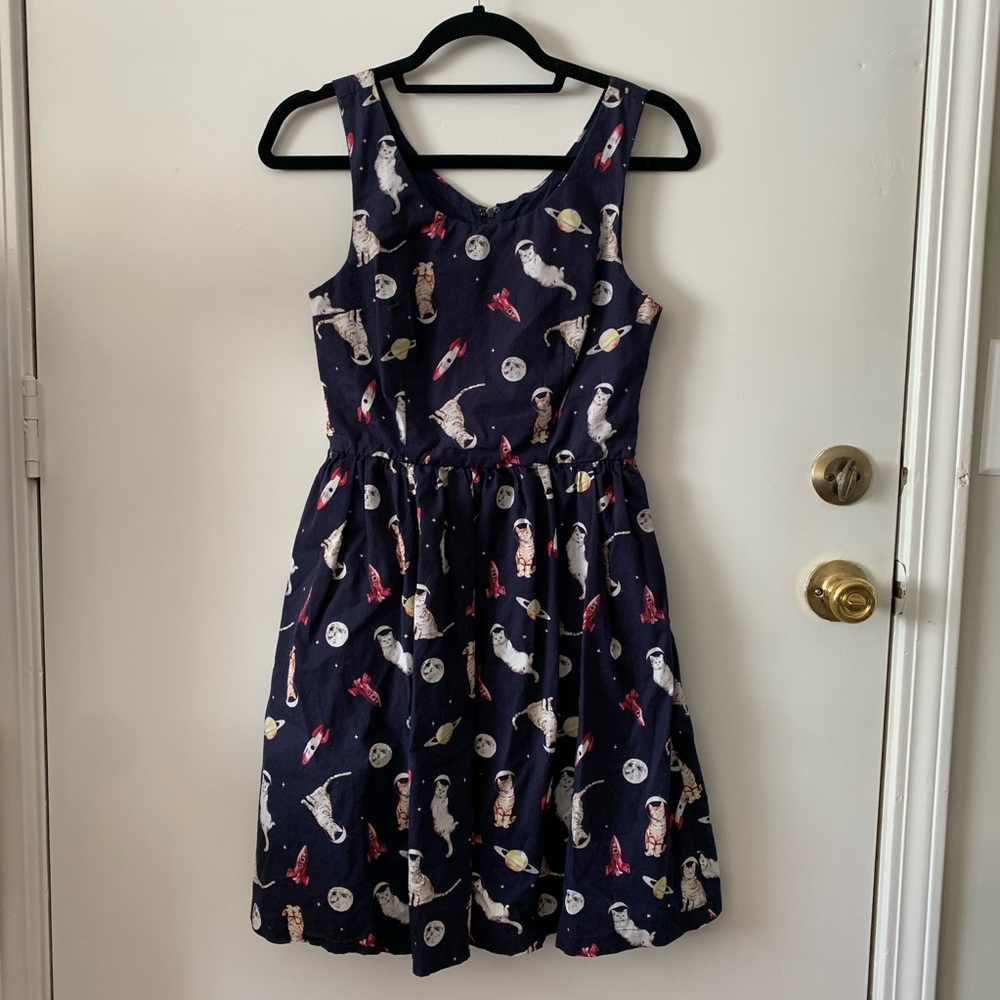 Modcloth Optimistic Effect Dress - Cats in Space